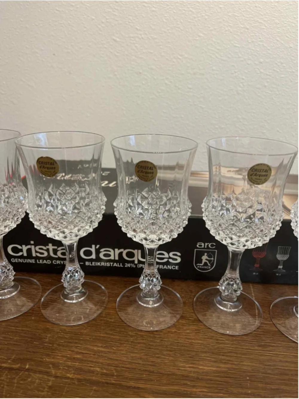 Cristal d’Arques Ancenis 26cl Lead Crystal Wine Glasses Set of 6 NEW NIB France